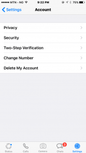 WhatsApp Account Settings