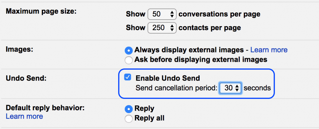 Enable Undo Send Option in Gmail